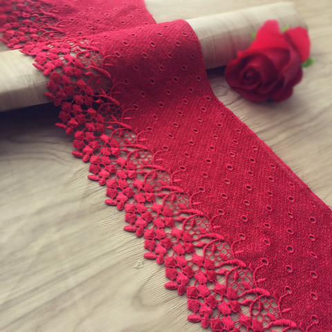Red Embroidered Lace Edge Trim Ribbon Applique DIY Sewing Craft Crochet Fabric Edging Trimmings Vintage Wedding Dress ► Photo 1/5