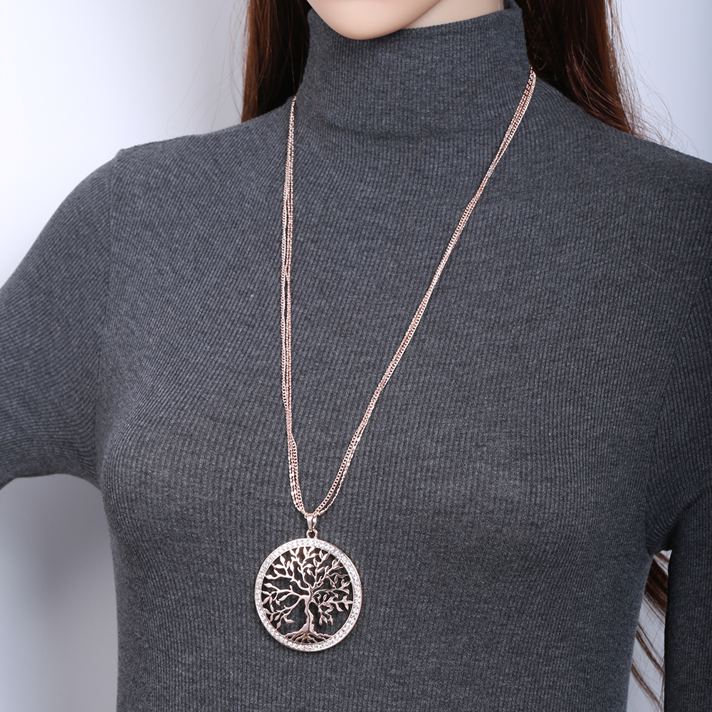 Retro  Crystal Heart Pendant Necklace Sweater Chain Rhinestone Gift New
