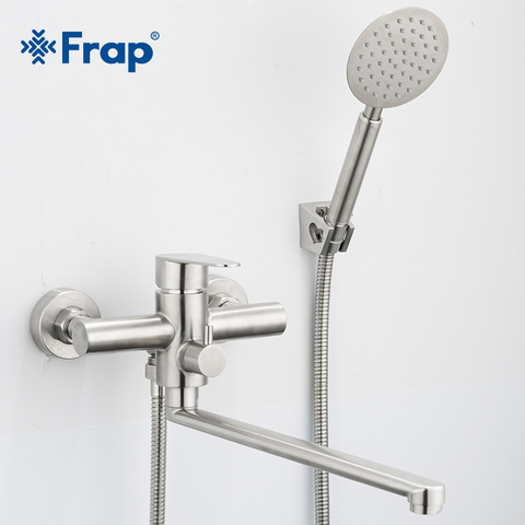 Frap New Shower Faucets Classic Bathtub Faucet Single Holder Long Nose Stainless Steel Bathroom Faucet Bath Mixer Tap F2248 ► Photo 1/6