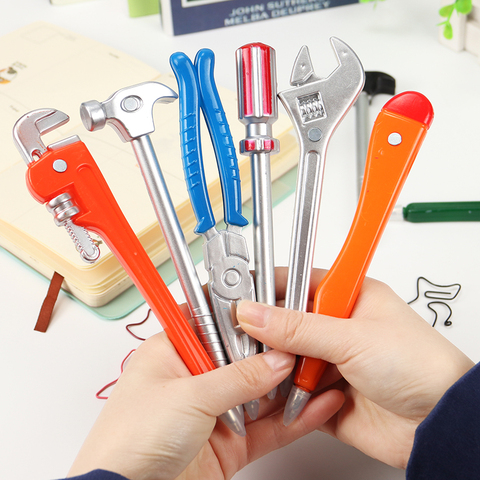 6PCS Personality Hardware Tools Korean Stationery Creative Ballpoint Pens Quality Pen Caneta Hammer Utility Knife Writing Pen ► Photo 1/6