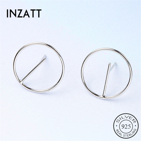 INZATT Cute Real 925 Sterling Silver Round Stud Earrings Exquisited Small Hollow High Quality Jewelry Accessories For Women ► Photo 1/6