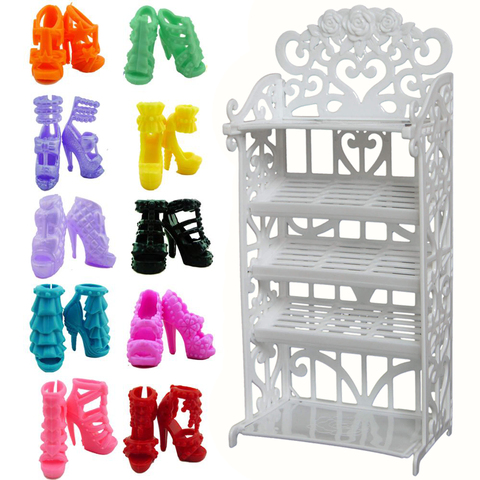 Mix Doll Accessories Option Shoes / Shoe Cabinet White Rack Storage Sofa Dresses Dollhouse Furniture for Barbie Doll ► Photo 1/6