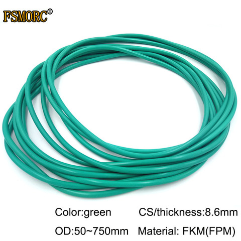 OD50~750mm*8.6mm thickness/CS FKM o ring seal dichtung green Gasket of motorcycle part FPM o-ring ► Photo 1/3