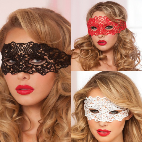 Porn Sex Lingerie For Woman Black/White/Red Hollow Out Lace Eye Mask Halloween Party Sexy Costumes Erotic Toys For Adults ► Photo 1/6