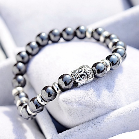 Amader 2022 Charm Men Helmet Hematite Strand Beads Bracelet 8mm Buddha&Owl Bracelets&Bangles For Women Jewelry Gift ABD005 ► Photo 1/6