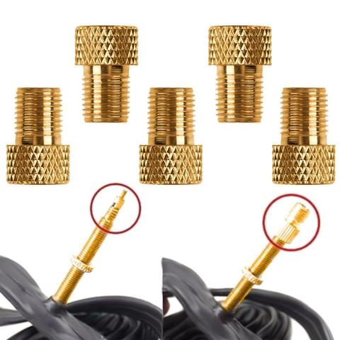 4/5pcs Bicycle Pump Tire Valve Adapter Convert Tire Presta To Schrader Copper Bike Air Valve Adaptor Wheels Nozzle Cycling Tool ► Photo 1/6
