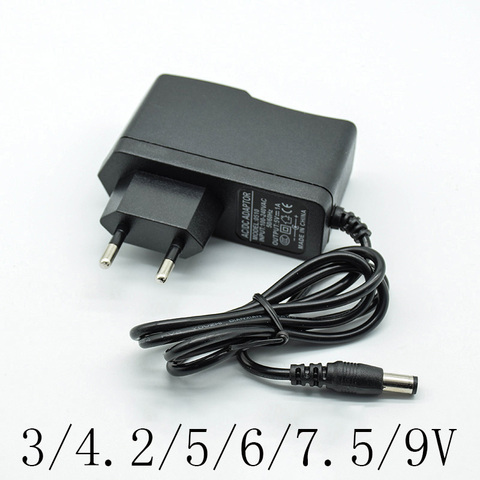 100-240V AC Converter Adapter DC 3/4.2/5/6/7.5/9/12 V 1A/1000mA Power Supply Charger EU Plug 5.5mm * 2.5mm(2.1mm) AC to DC ► Photo 1/6