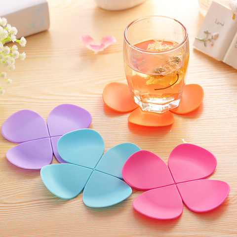 Lucky Silicone Cup mat Cute Colorful Clover Cup Coaster Cup Cushion Holder Drink Cup Placemat Mat Pads Coffee Pad ► Photo 1/5