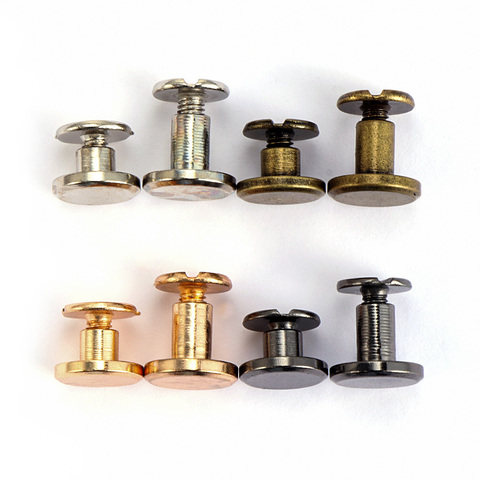 10sets Useful 10mm Solid Screw Nail Rivet Double Flat Head Belt/strap Rivets Luggage Leather Metal Craft High Quality ► Photo 1/6