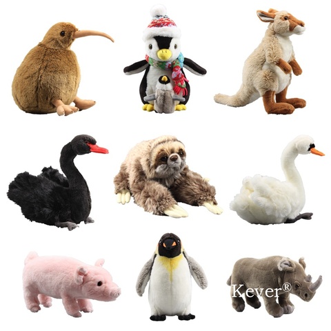 9 Styles Three Toed Sloth Penguin Fluffy Cuddly Plush Toy Stuffed Animals Black Swan Kiwi Plushy Simulated Soft Dolls 23-36cm ► Photo 1/6