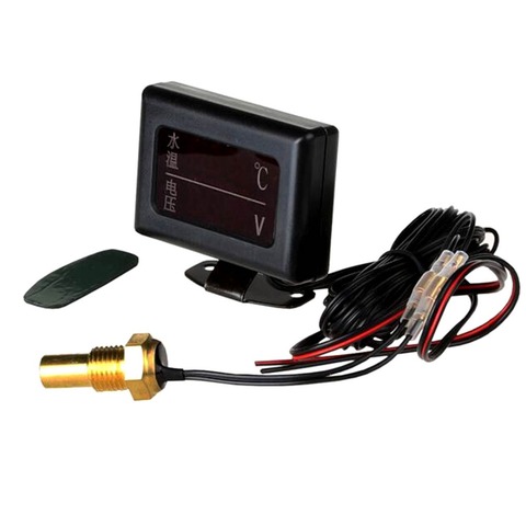 12V/24V Car Universal Digital Water Temperature Voltmeter 2 in 1 Gauge+Water Temperature Sensor Head 10MM 14MM 16MM 17MM 21MM ► Photo 1/5