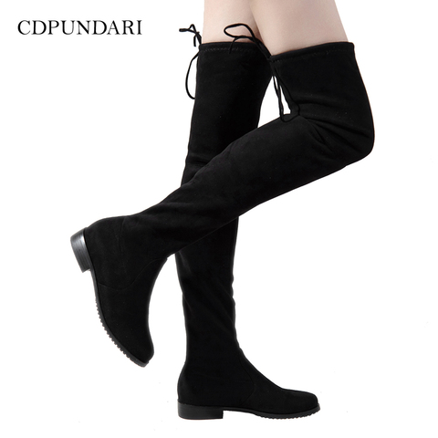 Low Heels Over The Knee Boots Women Thigh High Boots Ladies Autumn Winter Long Boots Shoes Cuissardes Sexy Talons Hauts Hautes ► Photo 1/6