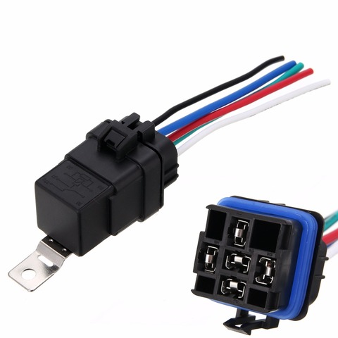 1 Set 5 Pin Automobile Relay Waterproof Integrated Wired Auto Relay + Holder With Wires DC 12v 40A ► Photo 1/6