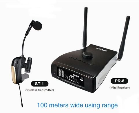 Hot New ACEMIC PR-8/ST-1 Professional stage antenna diversity wireless saxophone trumpet microphone system with aluminum box ► Photo 1/4