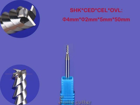 Free Shipping 5pcs/lot New 4mm HQ Carbide CNC Router Bits Three Flute Aluminum Cutting Tools 2mm*5mm ► Photo 1/1