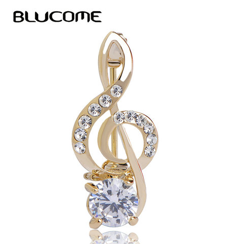 Blucome Crystal Music Note Brooch Lady Girls Kid Brooches Hijab Pin For Collar Suit Scarf Accessories Holiday Decoration Jewelry ► Photo 1/4
