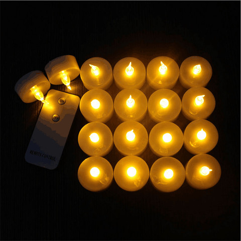 Pack of 12 Blinking Electronic LED Flameless Candles Remote Control Glow Tea Light Amber For Wedding Party Xmas Deco ► Photo 1/5