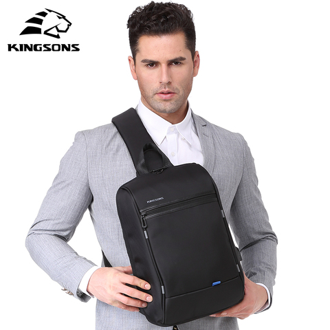 Kingsons 13'' Chest Bag Black Single Shoulder Bags With USB Charging Waterproof Nylon Crossbody Bags Messenger Bags Hot-selling ► Photo 1/6