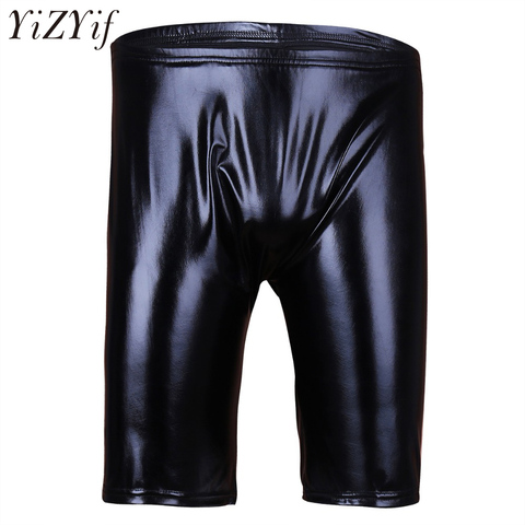 YiZYiF Men Lingerie Soft Wet look Patent Leather Boxer Shorts Male Fitness Bodybuilding Workout Man Fashion Practice Shorts ► Photo 1/6