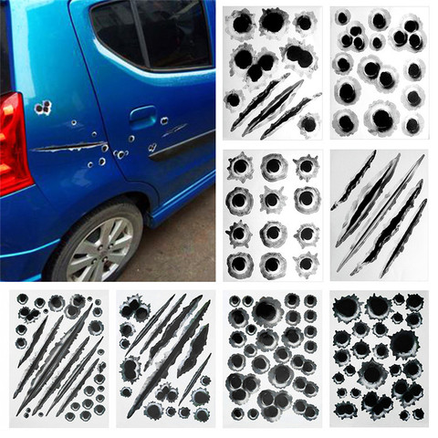 Car Side Stickers 3D Bullet Hole Funny Decals Auto Motorcycle Decoration Sticker Car Styling For Adesivi Per Auto ► Photo 1/6