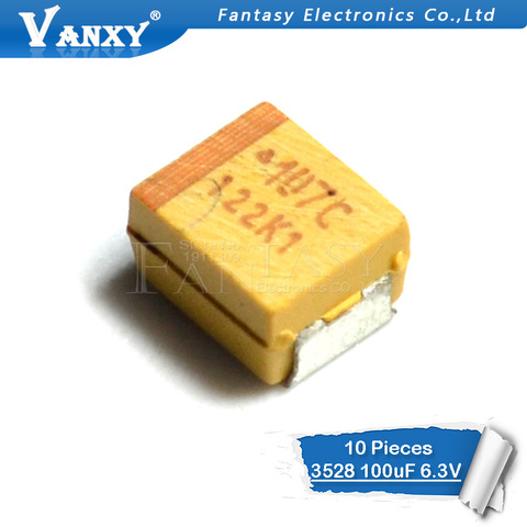 10pcs B 3528 100uF 6.3V 107 SMD tantalum capacitor ► Photo 1/2