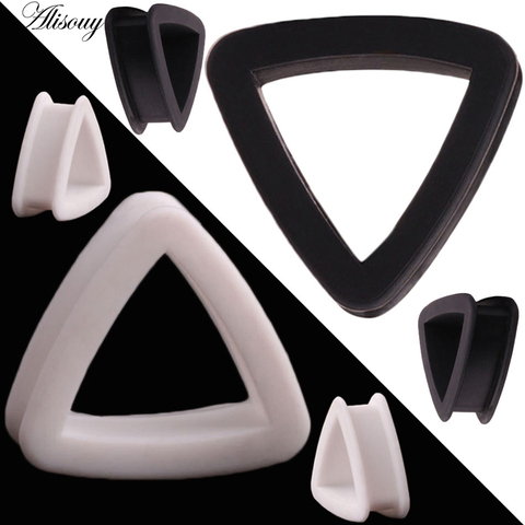 Ear plugs High Quality Triangle Thin Silicone Flexible Body piercing Jewlery Skin Tunnel Plugs Ear Tunnels Hollow Ear stretcher ► Photo 1/6
