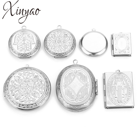 XINYAO 2Pcs High Quality Stainless Steel Hand Flower Book Shaped Floating Charms Picture Photo Locket Pendant Diy Jewelry Making ► Photo 1/6
