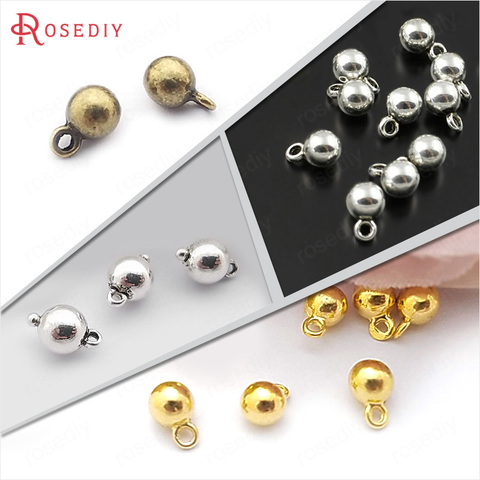 (30012)200PCS Diameter 4MM Zinc Alloy Small Round Ball Charms Chains End Beads Diy Jewelry Findings Jewelry Accessories ► Photo 1/6