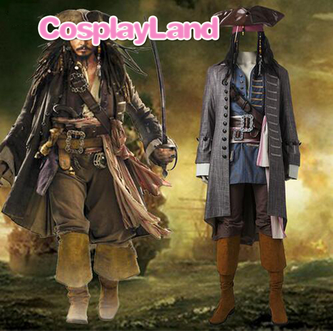 Captain Jack Sparrow Costume Pirates of the Caribbean Cosplay Dead Men Tell No Tales Salazar's Revenge Suit Halloween Adult Men ► Photo 1/6