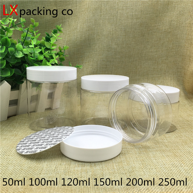 30pcs Container Empty Cosmetic Jar Cookie Storage Pot Portable Clear Mask  Packing Plastic Travel Bottle 100g 150g 200g 250g 350g