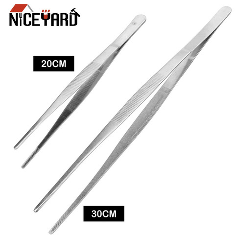 NICEYARD Home Medical Garden Kitchen BBQ Tool DIY Toothed Tweezer Long Barbecue Food Tong Straight  Tweezer Stainless Steel ► Photo 1/6