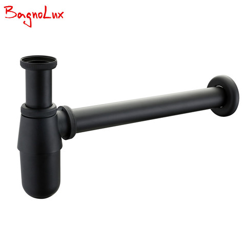 Bagnolux Luxurious P-Trap Old Style Solid Brass Wall Siphon Bottle Trap With Basin Pop Up Waste Plumbing Tube Factory Direct ► Photo 1/6