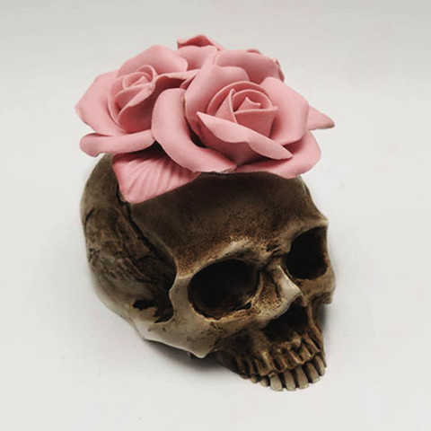 3D Rose skull silicone mold diy candle plaster silicone mold Halloween decoration tools ► Photo 1/6