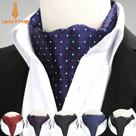 2022 Polka Dot Designer Men's Jacquard Woven Cravat Wedding Cravats New Navy Mens Smooth Ascot Ties For Men Tie Necktie Neckwear ► Photo 1/6