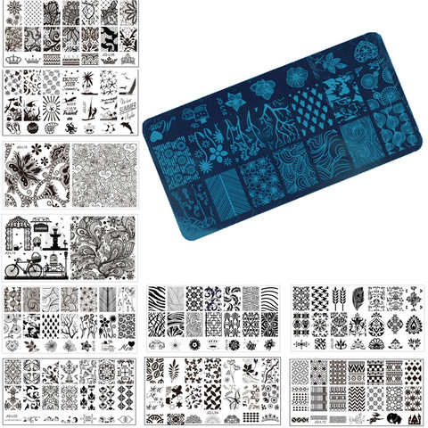 1 Pcs Nail Art Stamp Stamping Image Plate 6*12cm Stainless Steel Nail Template Manicure Stencil Tools, 20 Styles For Choose ► Photo 1/4