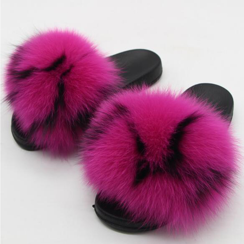 COOCOl Womens Furry Slippers Ladies Cute Plush Fox Hair Fluffy Slippers Winter Warm Slippers,Fox Hair,9