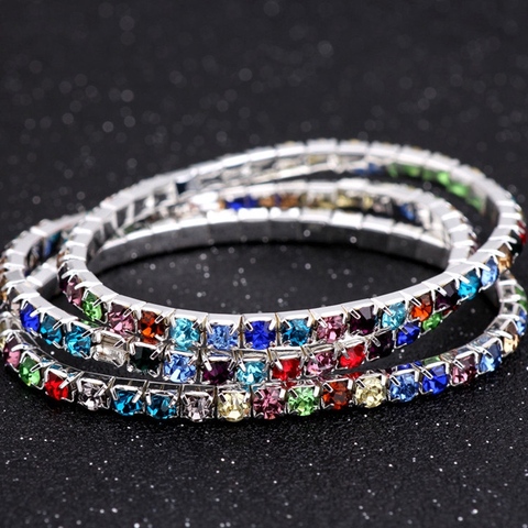 Luxury Rhinestone Stretch Bracelets Anklet Stylish Multilayer Elastic Shining Crystal Bracelets For Women Girl Party Jewelry ► Photo 1/6