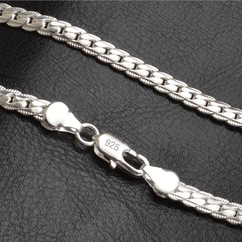 New 5mm Fashion Chain S925 Silver color Necklace Pendant Men's Jewelry Hot Sale Side Necklace ► Photo 1/6