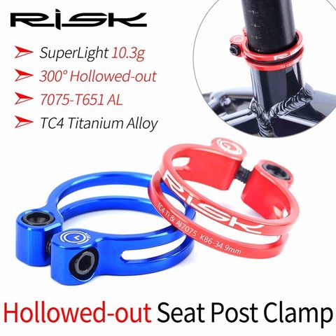 RISK 31.8mm 34.9mm Ultralight Bicycle Seat Post Clamp 3 Colors Aluminum Alloy Bike Seatpost Clamps MTB Seat Clamping Clip ► Photo 1/6