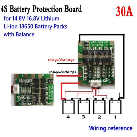 4S 30A 14.8V Li-ion Lithium 18650 Battery BMS Packs PCB Protection Board with Balance ► Photo 1/5