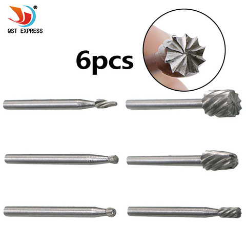 Quality Electric Grinding Accessories 6PCS Diamond Bits alloy Rotary Burr Steel Grinding Burrs Carpentry Wood Cutter Rotary Rasp ► Photo 1/6