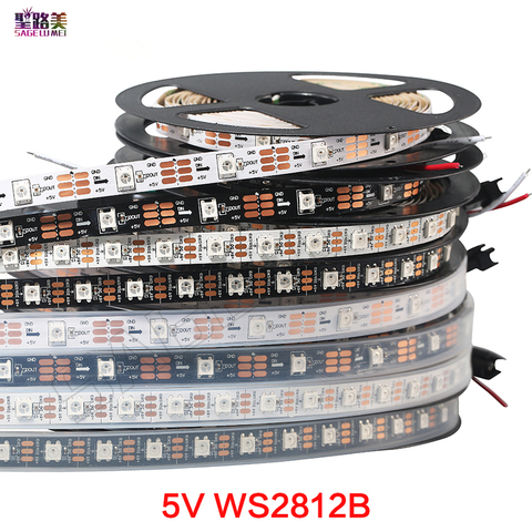 1m/5m WS2812B Smart led pixel strip,Black/White PCB,30/60/144leds/m pixel WS2811IC Independently addressable IP30/IP65/IP67 DC5V ► Photo 1/6