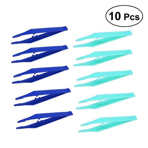 WINOMO 10pcs Plastic Tweezers Medical Beads Small Disposable Tweezers Tools Forceps For Crafts DIY Jewelry Making Color Random ► Photo 1/6