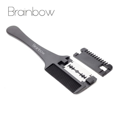Brainbow 1pc Hair Cutting Comb Black Handle Hair Brushes with Razor Blades Cutting Thinning Trimmin Hair Salon DIY Styling Tools ► Photo 1/6