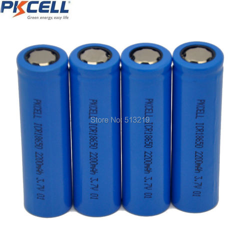 4PCS PKCELL ICR 18650 li-ion battery 2200MAH 18650 3.7V lithium Rechargeable Batteries for Flashlight power electronic ► Photo 1/1