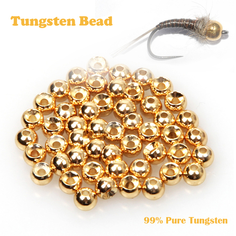 Fly Fishing 100pcs / lot Fly Tying Tungsten Beads Fly Fishing Nymph Head Ball Beads Gold Silver Copper Beads ► Photo 1/6