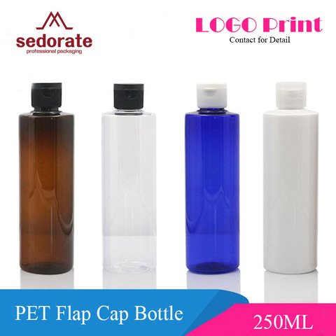 Sedorate 20 pcs/Lot Plastic Empty Refillable Bottle Cosmetic Packaging PET Flap Cover Cap Bottle 250ML Shampoo Container JX141 ► Photo 1/1