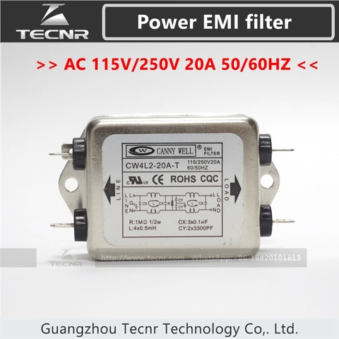 CANNY WELL CW4L2-20A-T CW4L2-10A-T Single Phase Power EMI filter AC 115V/250V 10A 20A 50/60HZ double-section power filter ► Photo 1/4