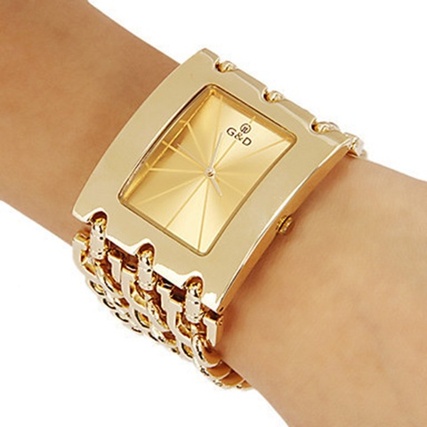 Brand New 2017 Stainless steel Chain fashion gold watch women wristwatches quartz watch watches ► Photo 1/2