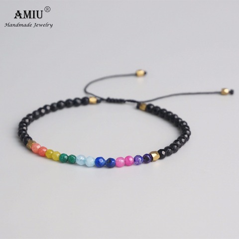 AMIU 7 Colors Lucky Chakra Natural Stone Simple Bracelet Beads Adjustable Bracelet Natural Crystal Bohemia Prayer Bracelets ► Photo 1/4